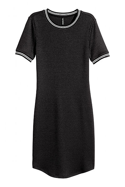 Плаття трикотажне рубчик для жінки H&M 0519929-001 чорний