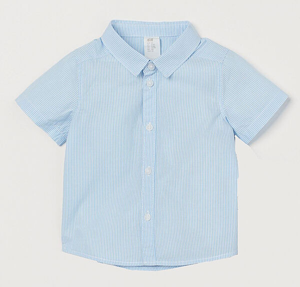 Рубашка подовжена спина для хлопчика H&M 0760907001 блакитний