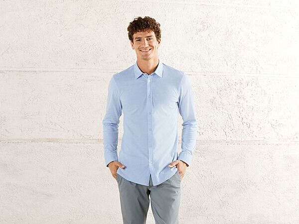 Рубашка поло з бавовняного піке для чоловіка Livergy 318800 блакитний