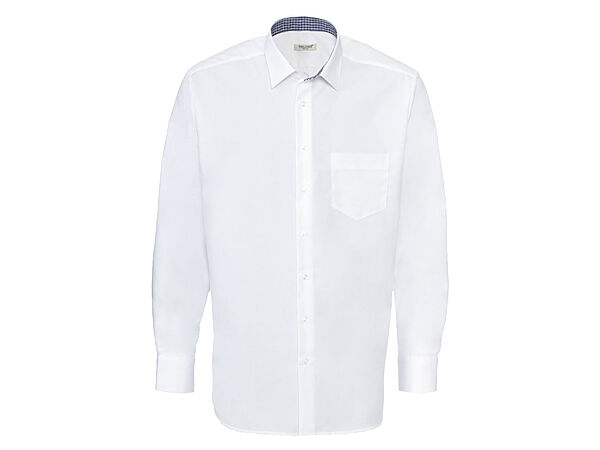 Рубашка однотонна бавовняна для чоловіка Nobel League LIDL 342541 білий