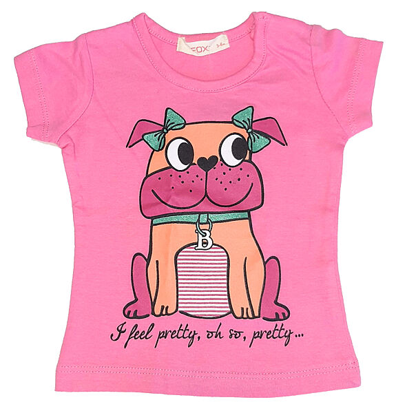 футболка бавовняна з принтом для дівчинки FOX BDO44327 рожевий