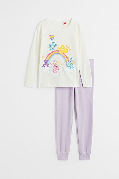 Піжама лонгслів і штани для дівчинки H&M 1100751-003 Різнобарвний