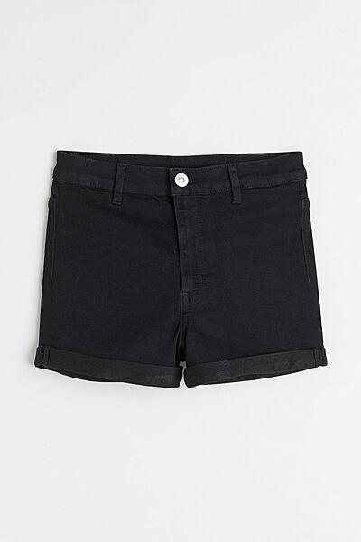 Шорти міні джинсові з відворотами для жінки H&M 0816423-001 чорний