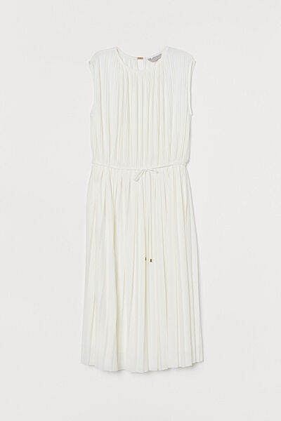 Плаття із плісованої тканини для жінки H&M 0646490-013 білий