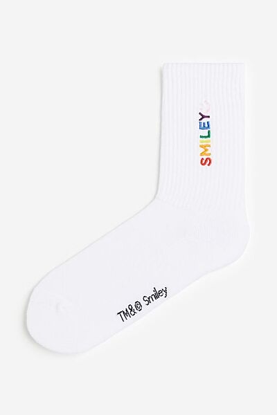 Шкарпетки махра з широкою резинкою для жінки H&M 1072353-059 білий