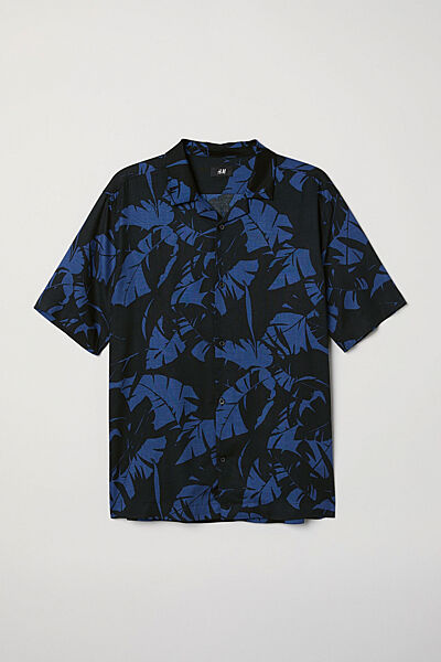 Рубашка віскозна для чоловіка H&M 0656677-002 темно-синій