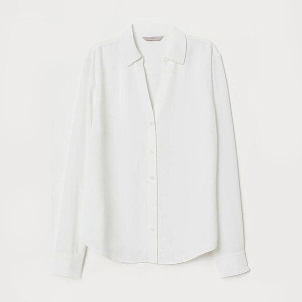 Блузка з V подібним вирізом для жінки H&M 0762846-001 білий