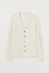 Блузка з V подібним вирізом для жінки H&M 0904757-001 бежевий