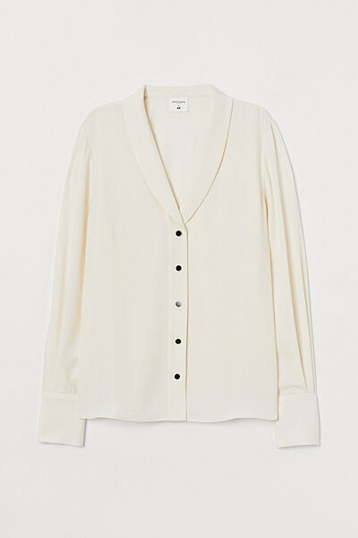 Блузка з V подібним вирізом для жінки H&M 0904757-001 бежевий