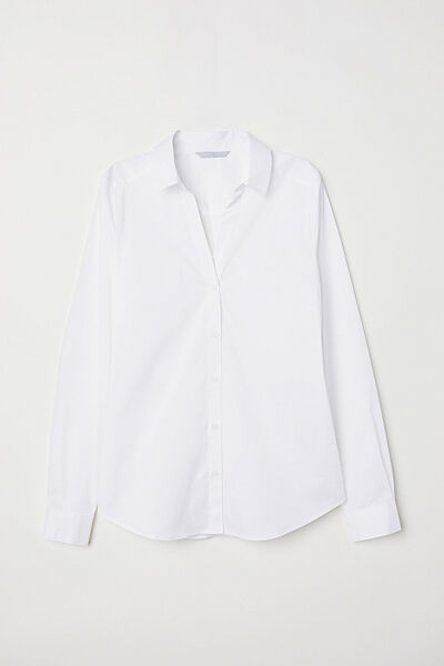 Рубашка з V подібним вирізом для жінки H&M Divided 0507909-001 білий