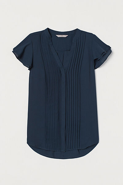 Блузка з V подібним вирізом для жінки H&M 0872378-001 темно-синій