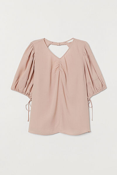 Блузка з рукавами-буфами для жінки H&M 0870290-003 рожевий