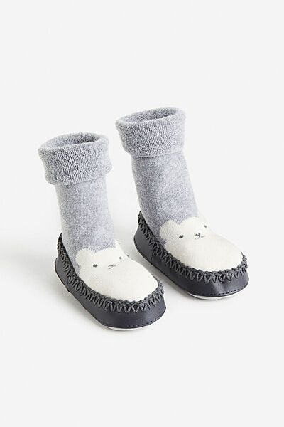 Шкарпетки-капці махрові для хлопчика H&M 1196236-002 сірий
