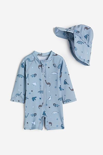 Комбінезон для плавання і кепка для хлопчика H&M Динозавр 1119318-005 блакитний