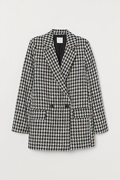 Піджак букле для жінки H&M 0827637-001 чорно-білий