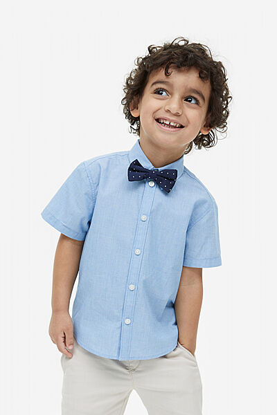 Рубашка з коротким рукавом для хлопчика H&M 1133812-001 блакитний