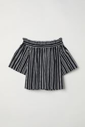 Блузка з відкритими плечима для жінки H&M 0622043-003 чорно-білий