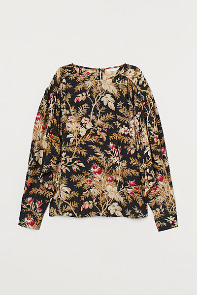 Блузка з широкими рукавами для жінки H&M 0817150-004 Різнобарвний