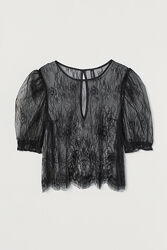 Блузка з мережива для жінки H&M Divided 0928189-001 чорний