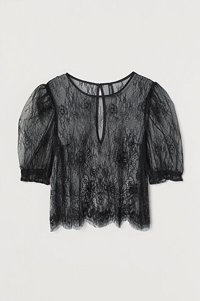 Блузка з мережива для жінки H&M Divided 0928189-001 чорний