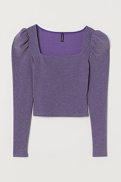 Топ з блискучого трикотажу для жінки H&M Divided 0907953-003 фіолетовий