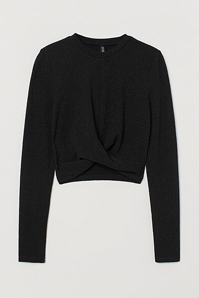 Топ з блискучого трикотажу для жінки H&M Divided 0930478-002 чорний