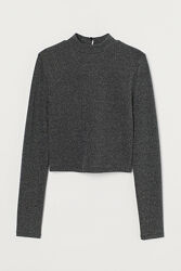 Топ з блискучого трикотажу для жінки H&M Divided 0931444-002 чорний