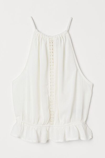 Топ із жатої тканини для жінки H&M Divided 0723173-001 молочний