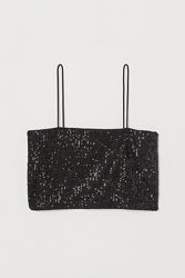 Топ з паєтками на підкладці для жінки H&M 0948225-001 чорний