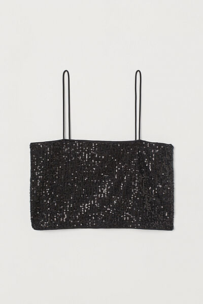 Топ з паєтками на підкладці для жінки H&M 0948225-001 чорний