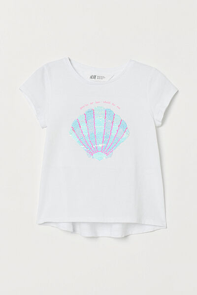 Футболка з паєтками що перевертаються для дівчинки H&M 0796556-004 білий