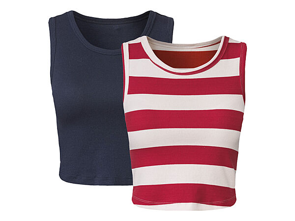 Топ кроп в рубчик набір 2 шт. для жінки Esmara LYCRA 442561 Різнобарвний