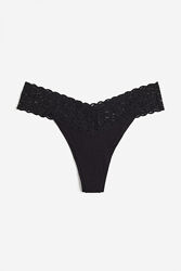 Трусики-стринги з мереживом для жінки H&M 1075646-008 чорний