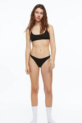 Трусики-стринги в рубчик для жінки H&M 0821398-002 чорний