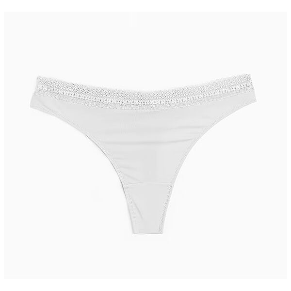 Трусики-стринги з мікрофібри з мереживом для жінки H&M 1155843-002 сірий