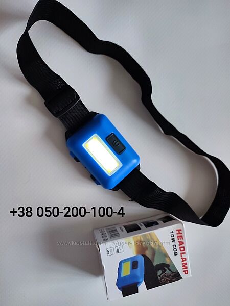 Ліхтарик міні на голову налобний синій налобный фонарик мини батарейках