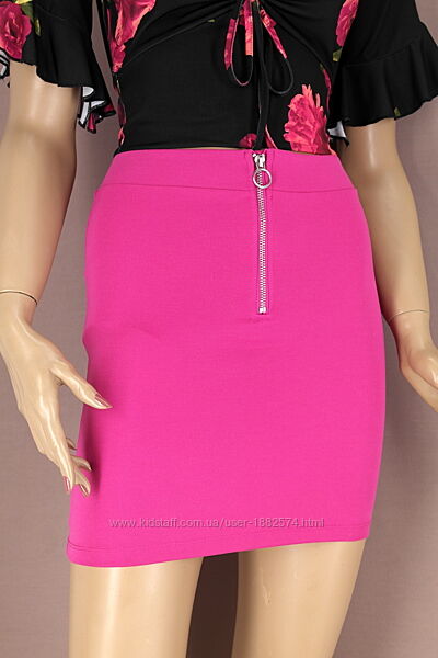 Брендовая стильная ярко-розовая юбка мини H&M. Размер XS.