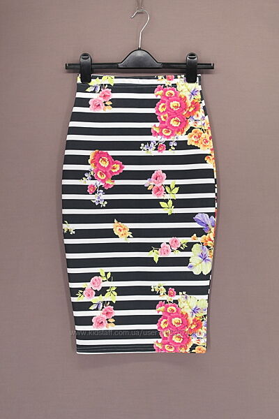 Новая облегающая юбка - карандаш Misslook с цветочным принтом, uk 8.