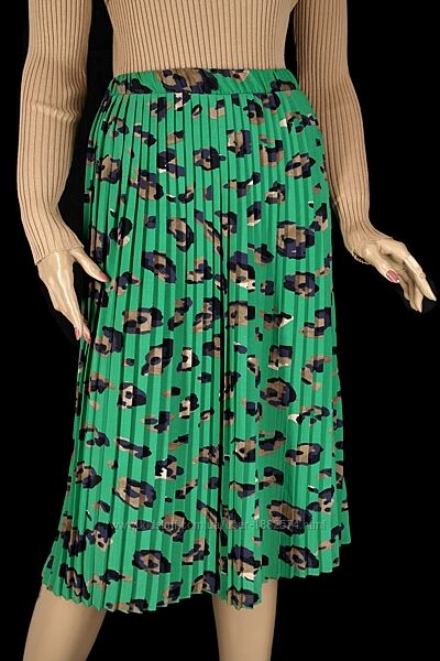 Брендовая плиссированная юбка primark с леопардовым принтом, uk18/eur46.