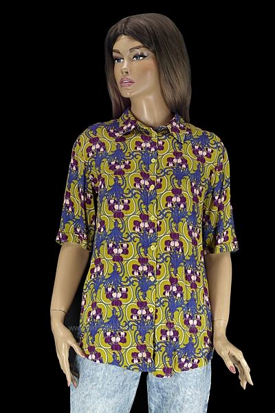 Брендовая рубашка, блузка dixie с ирисами в стиле Уильям Моррис, L.