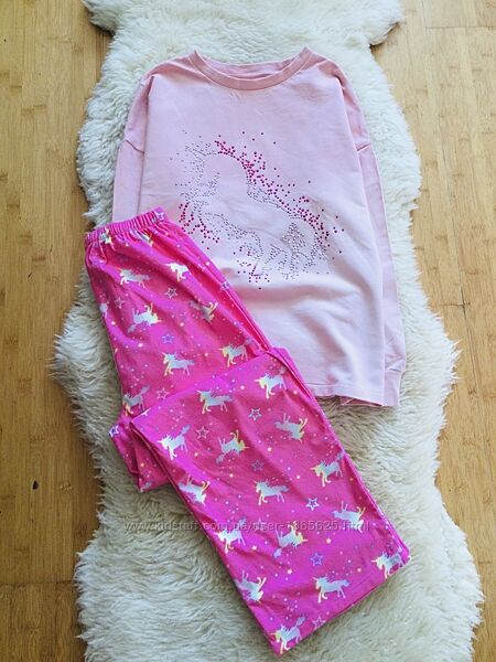 11 років, 146 зріст Next фланелева піжама з Однорогом з камінців. ніжно - р