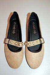 Классические новые бежевые балетки, туфли на низком ходу, туфли-лодочки