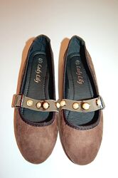 Классические новые коричневые балетки, туфли на низком ходу, туфли-лодочки