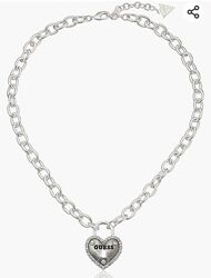 GUESS Basic Ожерелье с подвеской в виде сердца в серебряной оправе, 18 