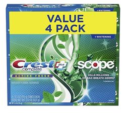 Crest Whitening Plus Scope, зубная паста Complete Active Fresh  Whitening
