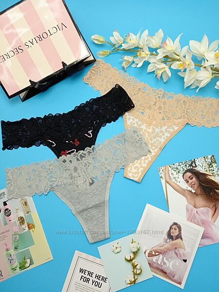 Мьякі бавовняно-мереживні трусики оригінал Victorias Secret вікторія сікрет