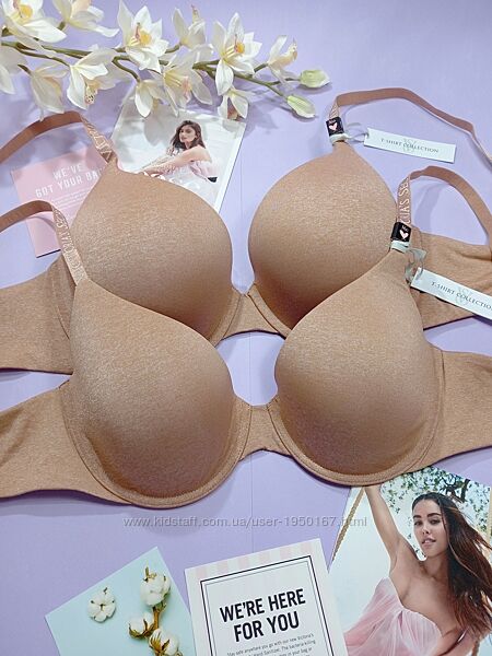 80D беж бюстик з лого Victorias Secret perfect shape bra оригінал push up