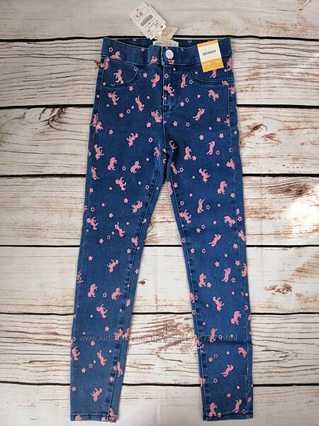 Стильні дитячі джинси Lefties з рожевим єдинорогом для дівчинки 152 см