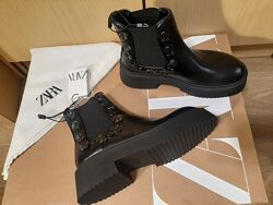 Zara ботики ботинки челси чёрный черный 