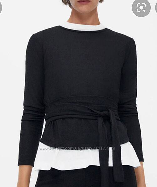 Джемпер Zara с завязками свитер с поясом, светр Зара